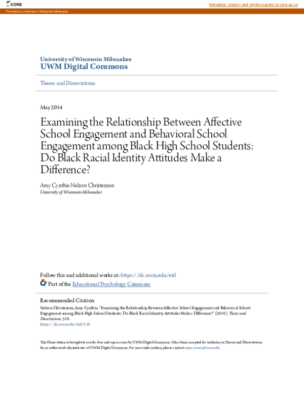 (PDF) Examining the Relationship Between Affective School Engagement ...