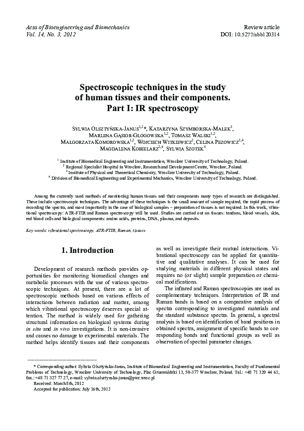 (PDF) Spectroscopic techniques in the study of human tissues and their ...
