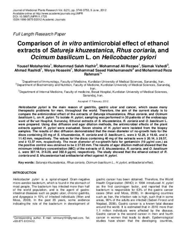(PDF) Comparison of in vitro antimicrobial effect of ethanol extracts ...