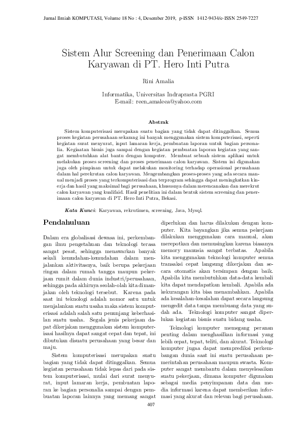 (PDF) Sistem Alur Screening dan Penerimaan Calon Karyawan di PT. Hero ...