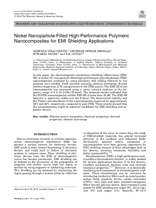 (PDF) Nickel Nanoparticle-Filled High-Performance Polymeric ...