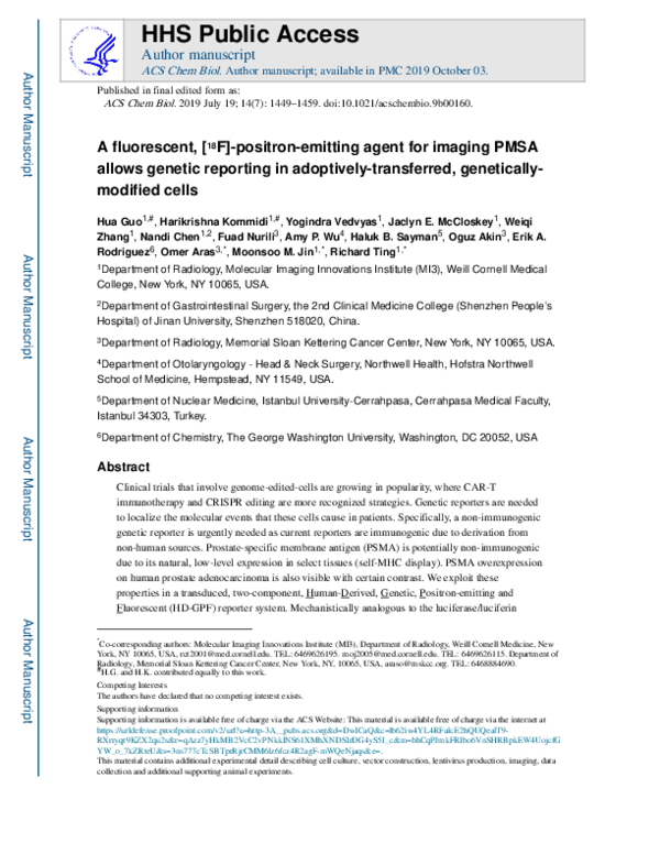 (PDF) A fluorescent, [18F]-positron-emitting agent for imaging PMSA ...