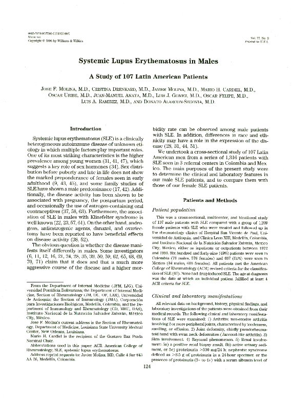 (PDF) Systemic Lupus Erythematosus in Males A Study of 107 Latin ...