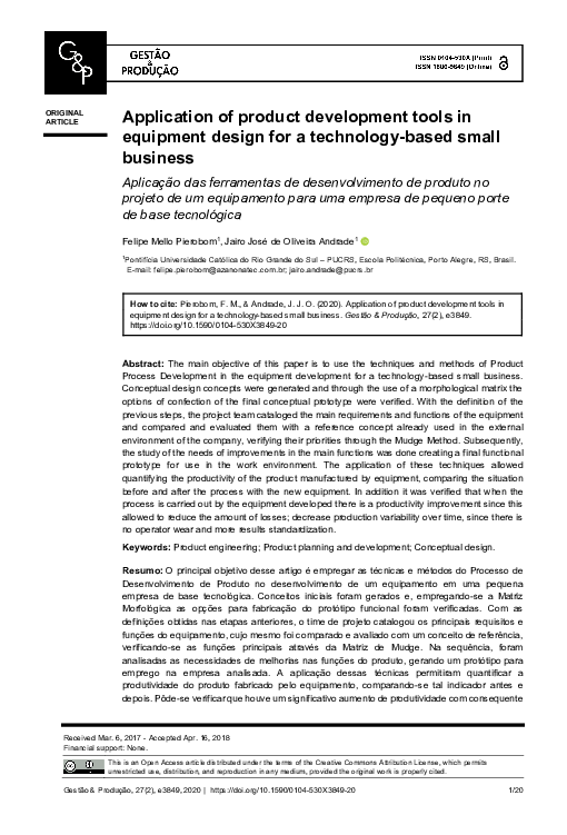 (PDF) Application of product development tools in equipment design for ...