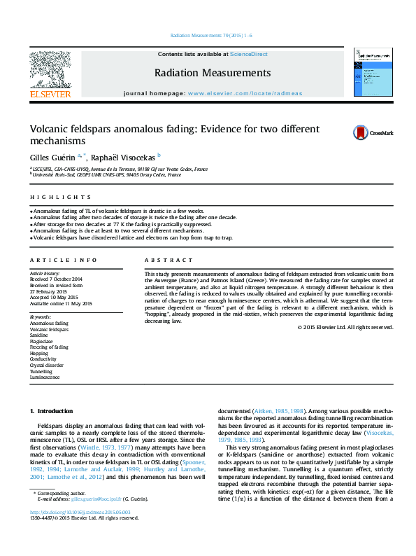 (PDF) Volcanic feldspars anomalous fading: Evidence for two different ...