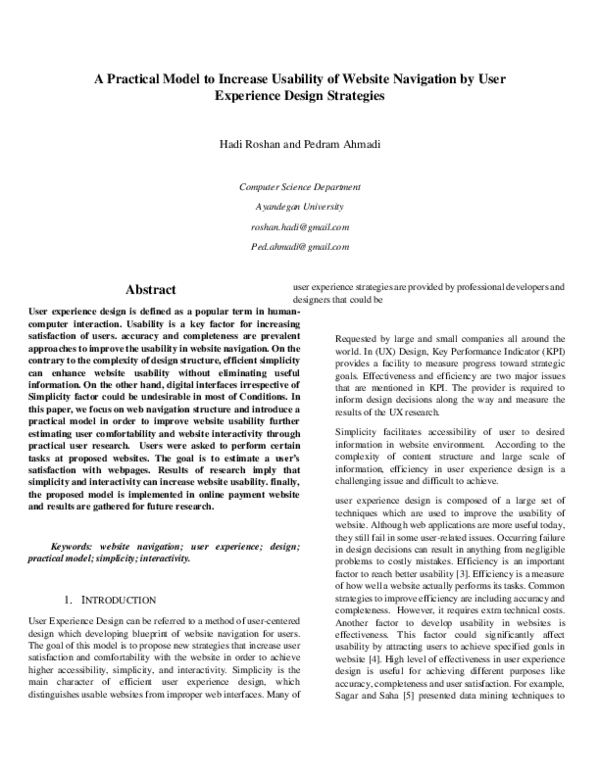 (PDF) A Practical Model to Increase Usability of Website Navigation by ...