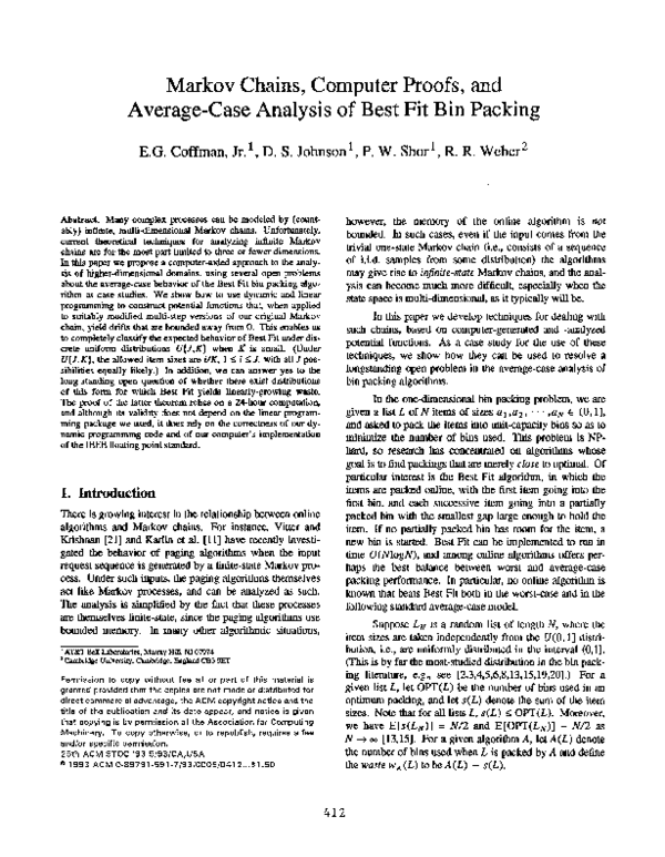 (PDF) Markov chains, computer proofs, and averagecase analysis of best