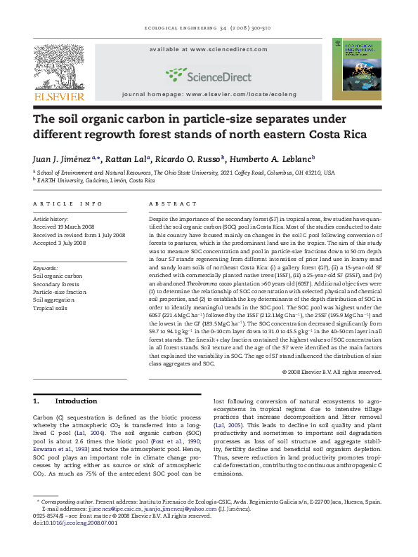 (PDF) The soil organic carbon in particle-size separates under ...