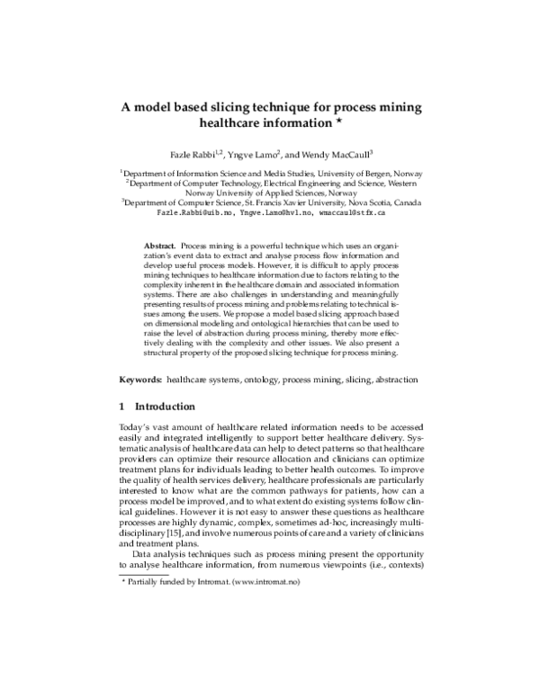 (PDF) A Model Based Slicing Technique for Process Mining Healthcare ...