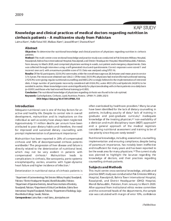 (PDF) Knowledge and clinical practices of medical doctors regarding ...