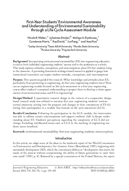 (PDF) First-Year Students' Environmental Awareness and Understanding of ...