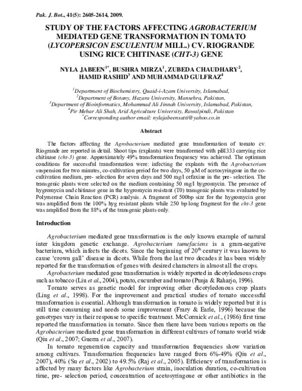 (PDF) Study of the Factors Affecting Agrobacterium Mediated Gene ...
