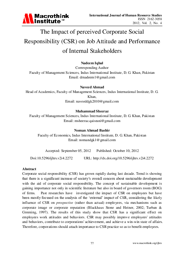(PDF) The impact of perceived corporate social responsibility on ...
