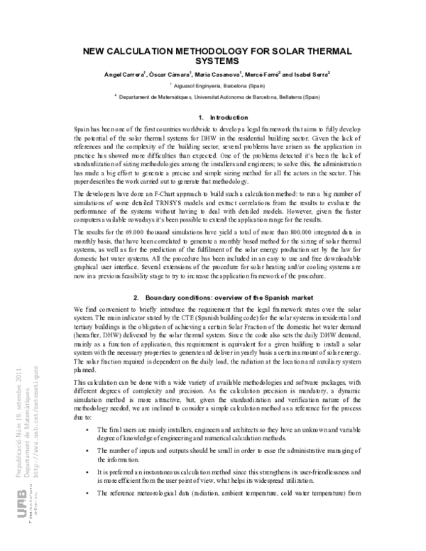 (PDF) New Calculation Methodology for Solar Thermal Systems