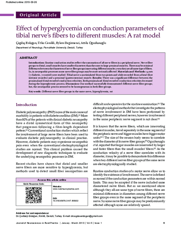 (PDF) Effect of hyperglycemia on conduction parameters of tibial nerve ...