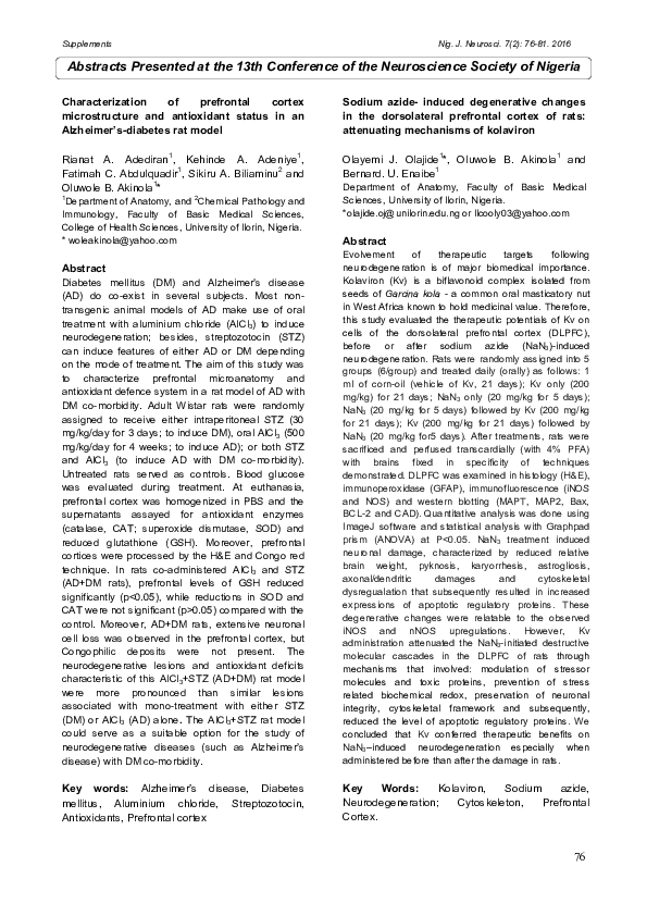 (PDF) Abstracts Presented at the 13th Conference of the Neuroscience ...