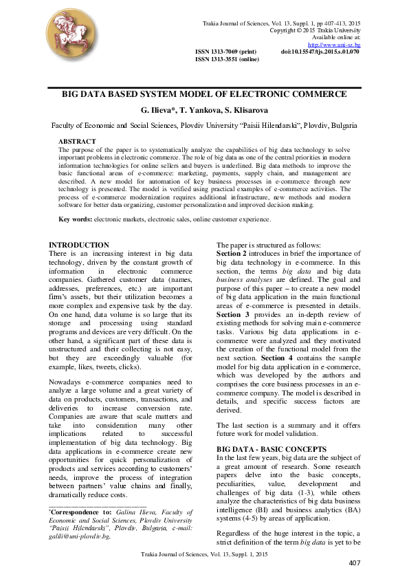 (PDF) Big data based system model of electronic commerce