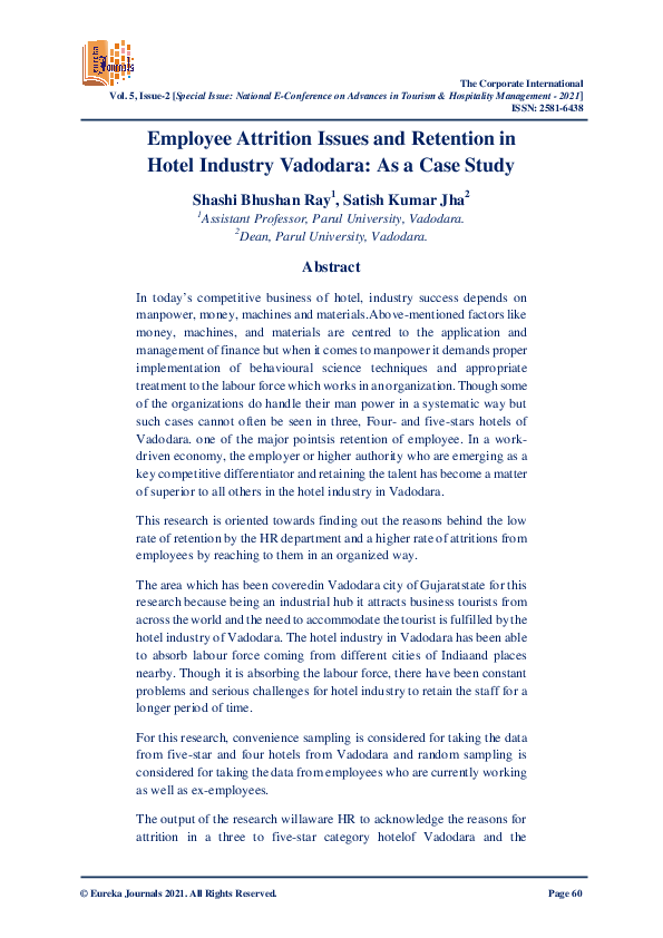 (PDF) Employee Attrition Issues and Retention in Hotel Industry