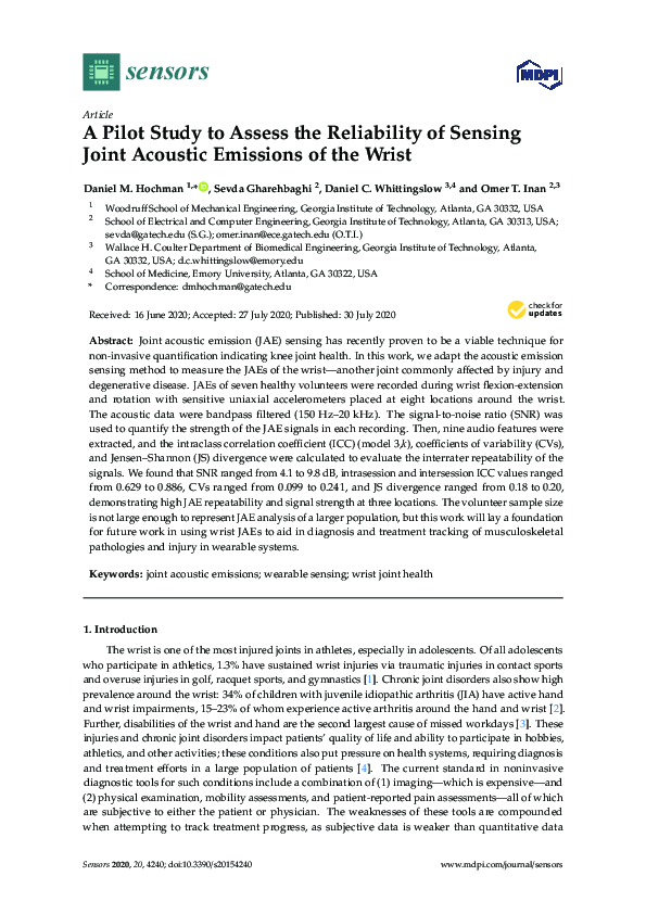 (PDF) A Pilot Study to Assess the Reliability of Sensing Joint Acoustic ...
