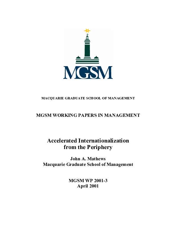 (PDF) MGSM WORKING PAPERS IN MANAGEMENT Accelerated Internationalization