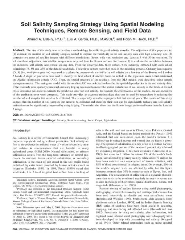 (PDF) Soil Salinity Sampling Strategy Using Spatial Modeling Techniques ...