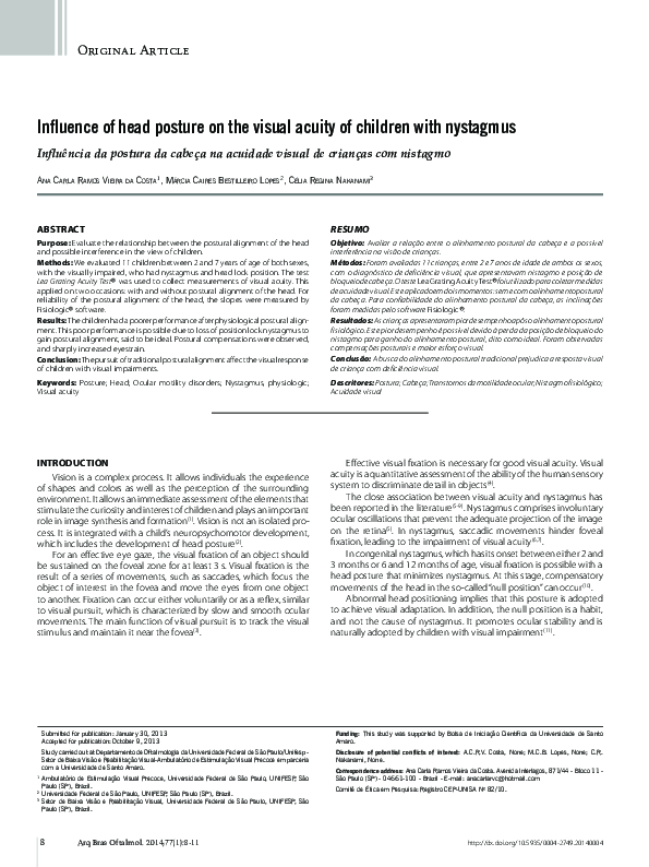 (PDF) Influence of head posture on the visual acuity of children with ...