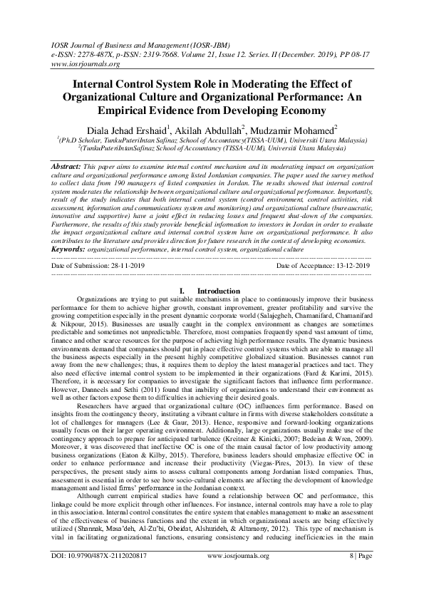 (PDF) Internal Control System Role in Moderating the Effect of ...