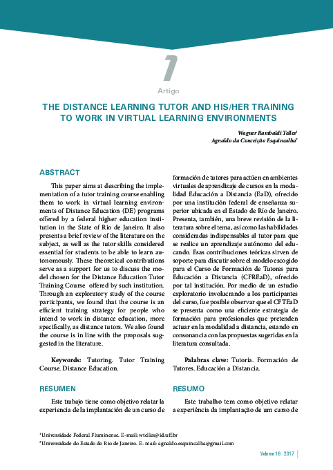 (PDF) The distance learning tutor and his / her training to work in ...