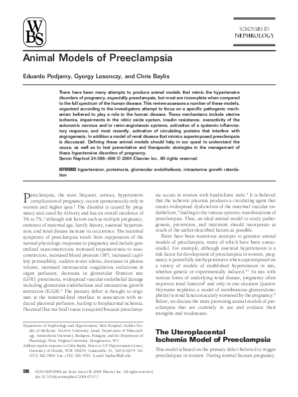 (PDF) Animal models of preeclampsia eduardo podjarny Academia.edu