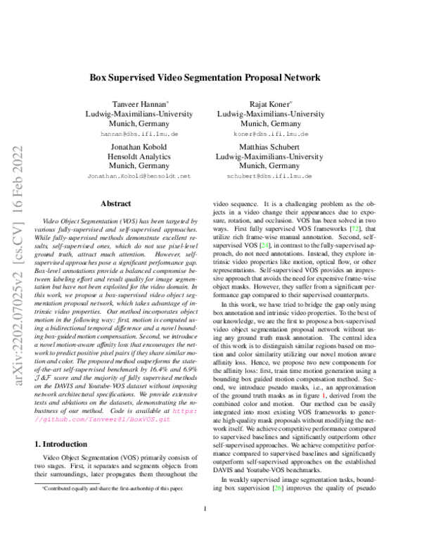 (PDF) Box Supervised Video Segmentation Proposal Network