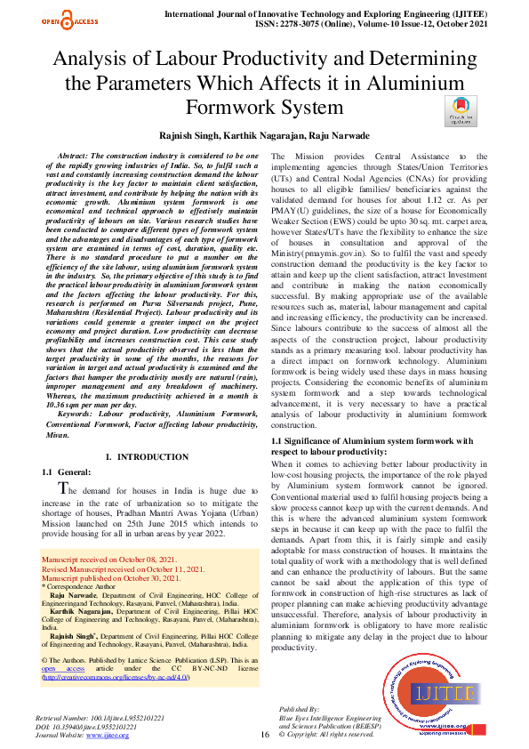 (PDF) Analysis of Labour Productivity and Determining the Parameters ...