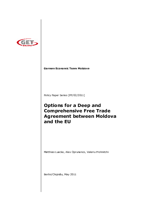 (PDF) Options for a Deep and Comprehensive Free Trade Agreement between ...
