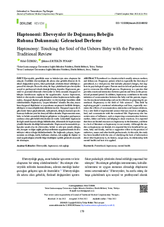 (PDF) Haptonomy: Touching the Soul of the Unborn Baby with the Parents ...