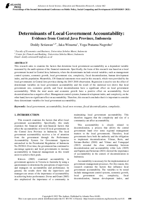 (PDF) Determinants of Local Government Accountability