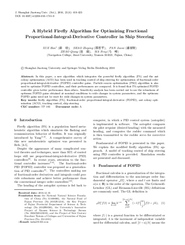 (PDF) A hybrid firefly algorithm for optimizing fractional proportional ...