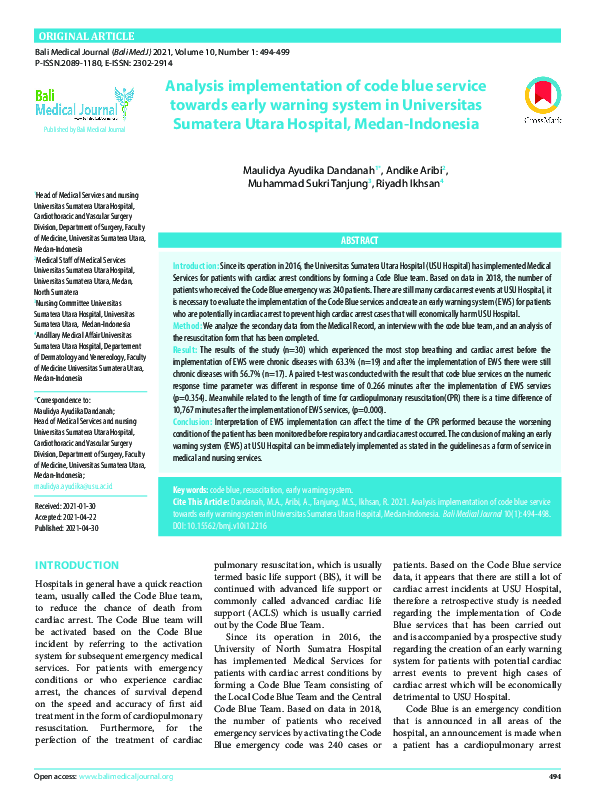 (PDF) Analysis implementation of code blue service towards early ...