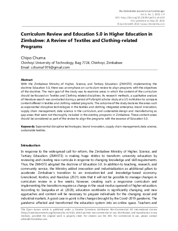 (PDF) Curriculum Review and Education 5.0 in Higher Education in