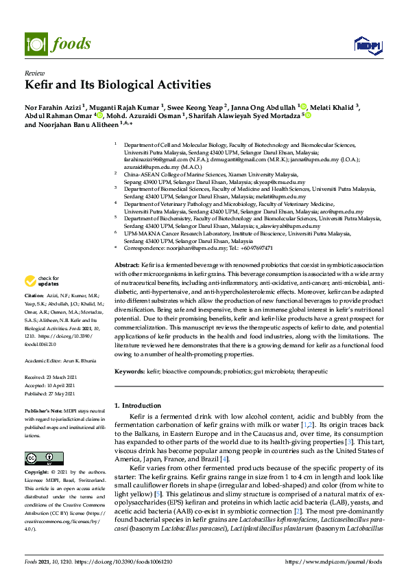 (PDF) Kefir and Its Biological Activities