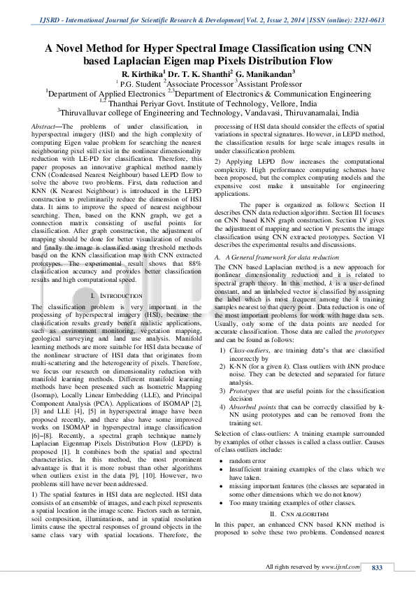 (PDF) A Novel Method for Hyper Spectral Image Classification using CNN ...
