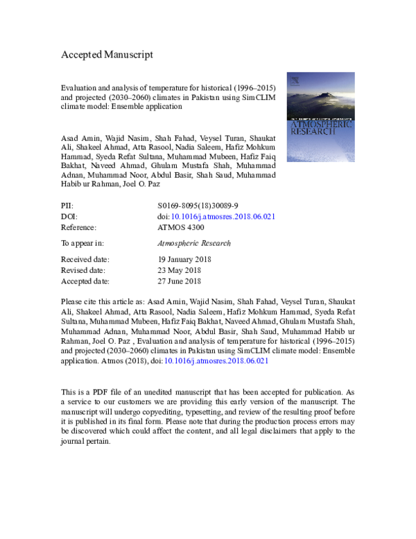 (PDF) Evaluation and analysis of temperature for historical (1996–2015 ...