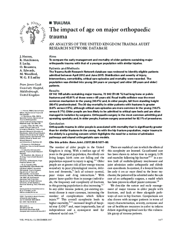 (PDF) The impact of age on major orthopaedic trauma