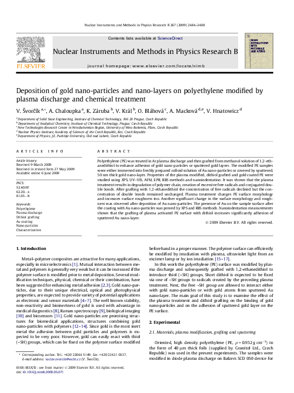 (PDF) Deposition of gold nano-particles and nano-layers on polyethylene ...