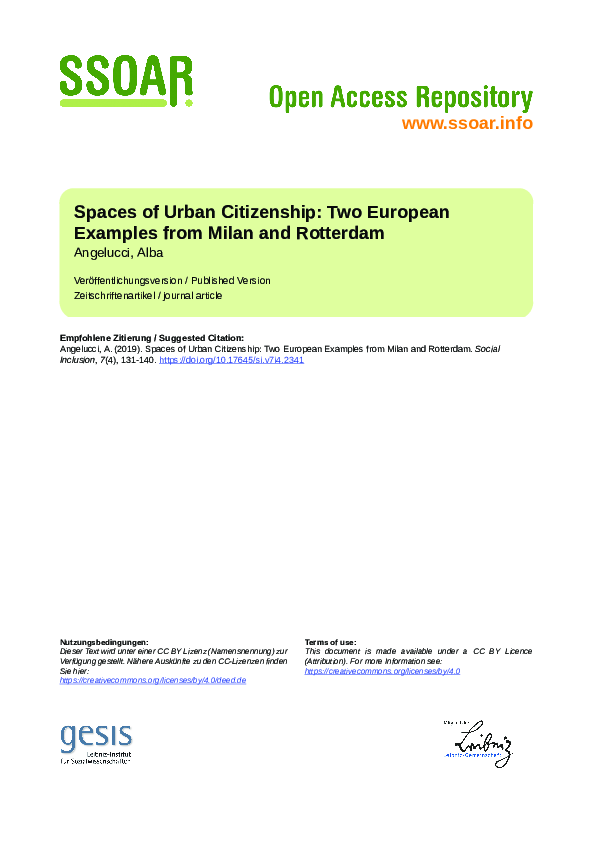 (PDF) Spaces of Urban Citizenship: Two European Examples from Milan and ...