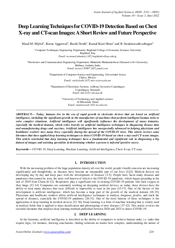 (PDF) Deep Learning Techniques for COVID-19 Detection Based on Chest X ...
