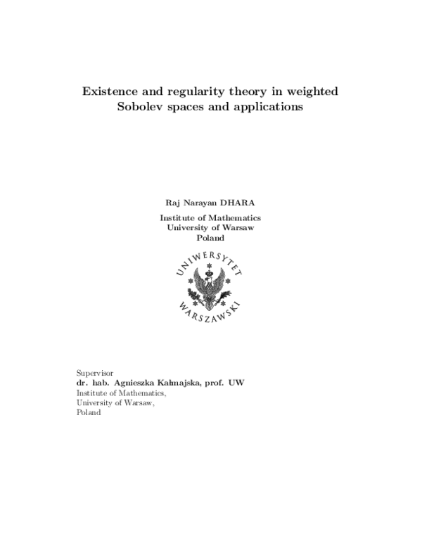(PDF) Existence and regularity theory in weighted Sobolev spaces and ...
