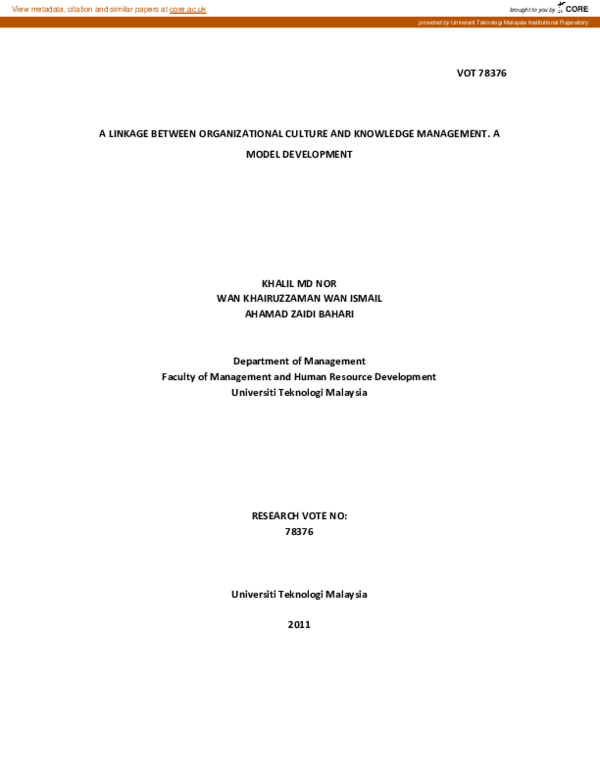 (PDF) A linkage between organizational culture and knowledge management ...