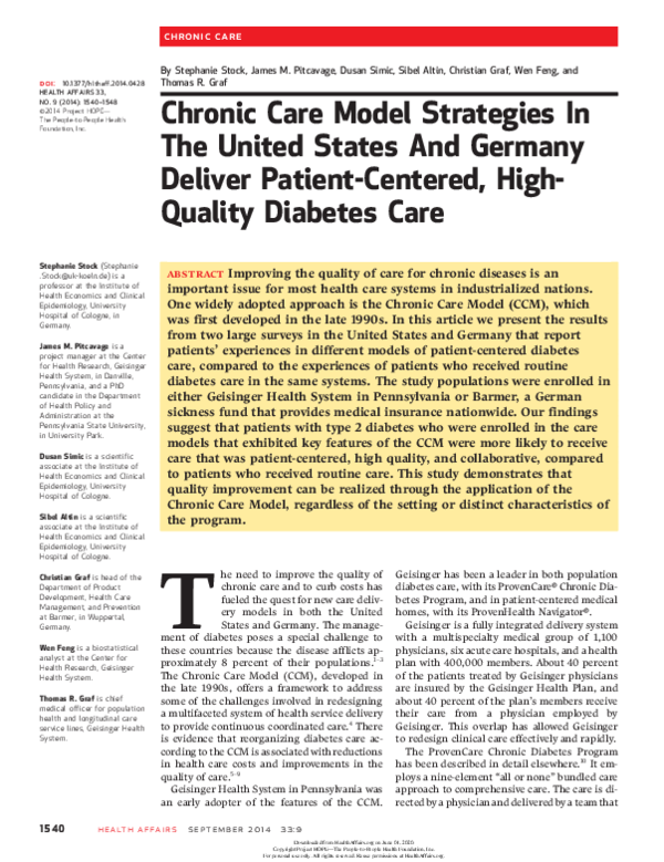 (PDF) Chronic care model strategies in the United States and Germany ...