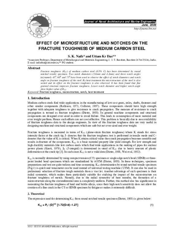 (PDF) Effect of Microstructure and Notches on the Fracture Toughness of ...