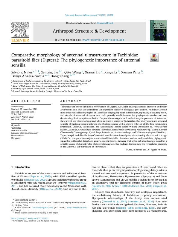 (PDF) Comparative morphology of antennal ultrastructure in Tachinidae ...