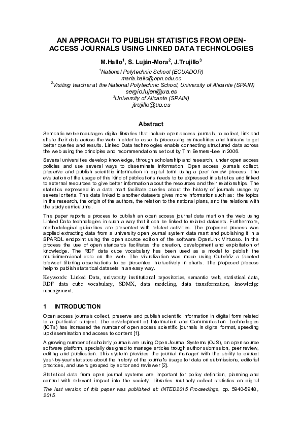 (PDF) An Approach to Publish Statistics from Open-Access Journals Using ...